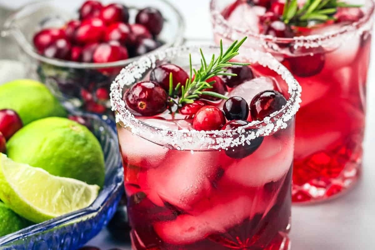 Refreshing cranberry margarita enhanced with a hint of lime and rosemary.