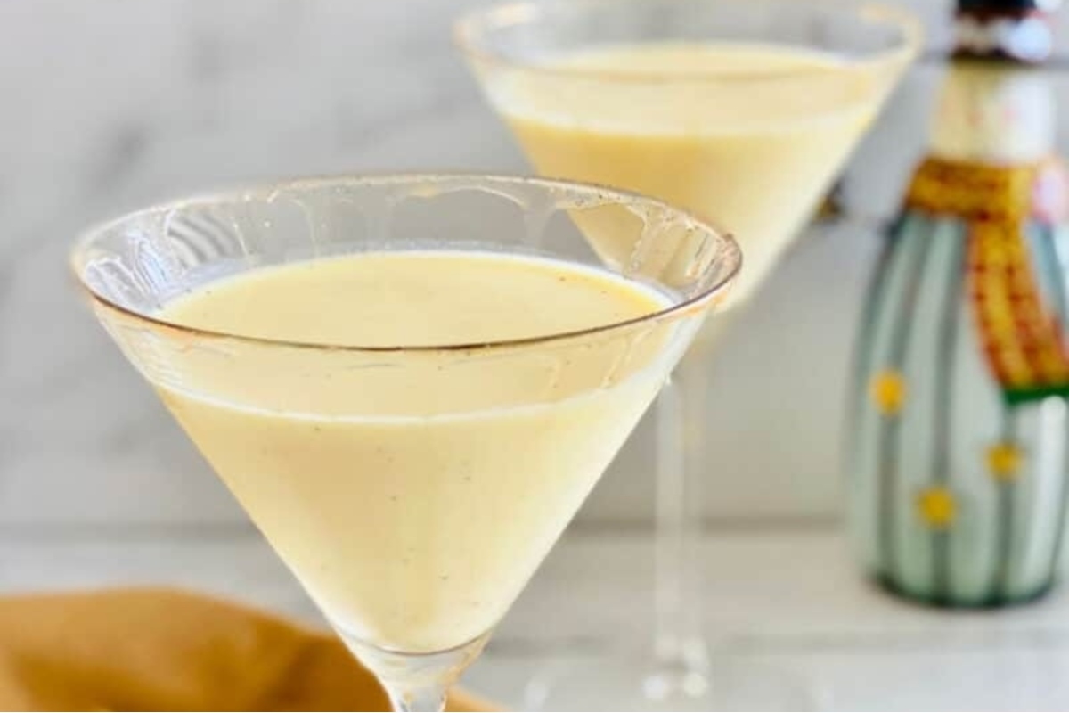 Two eggnog martinis.