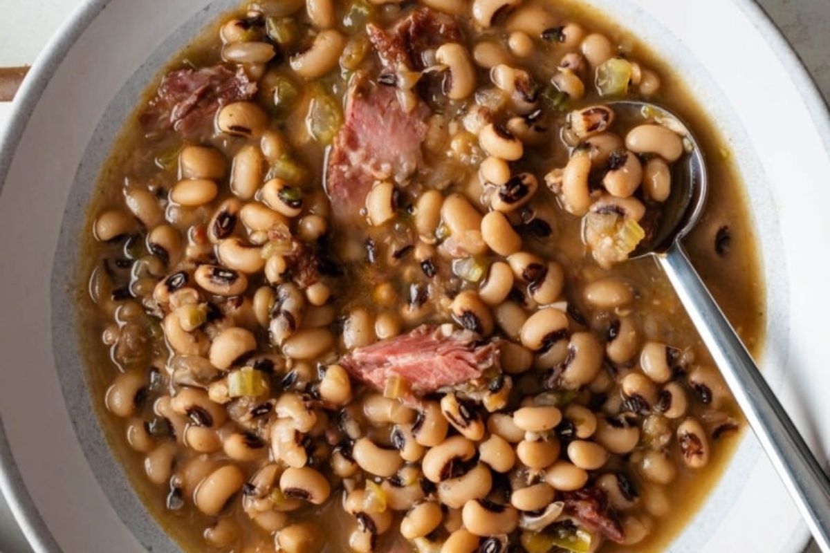 Make ahead: A bowl of black eyed pea soup with ham and beans is the perfect make-ahead dish for your holiday gathering.