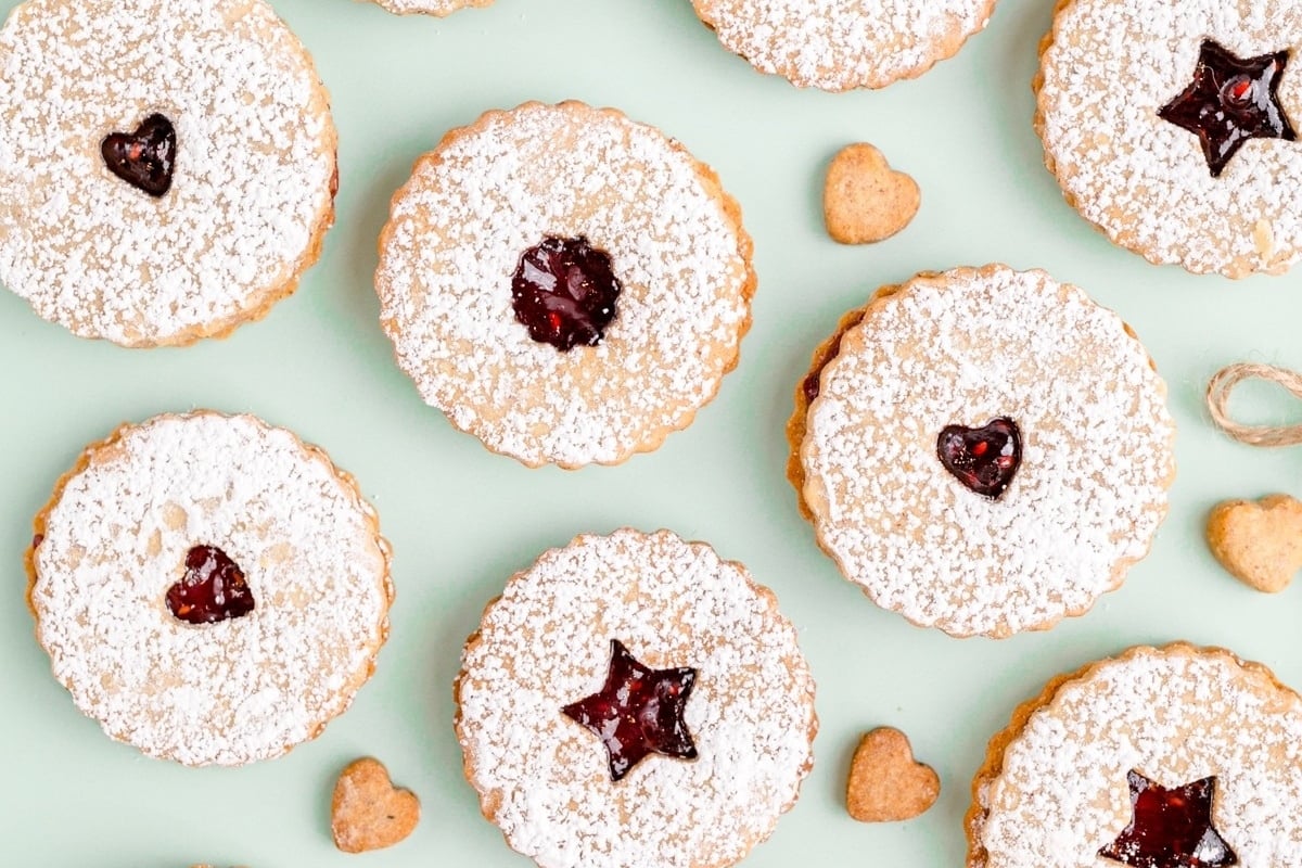A group of freezable cookies with a heart and a star.