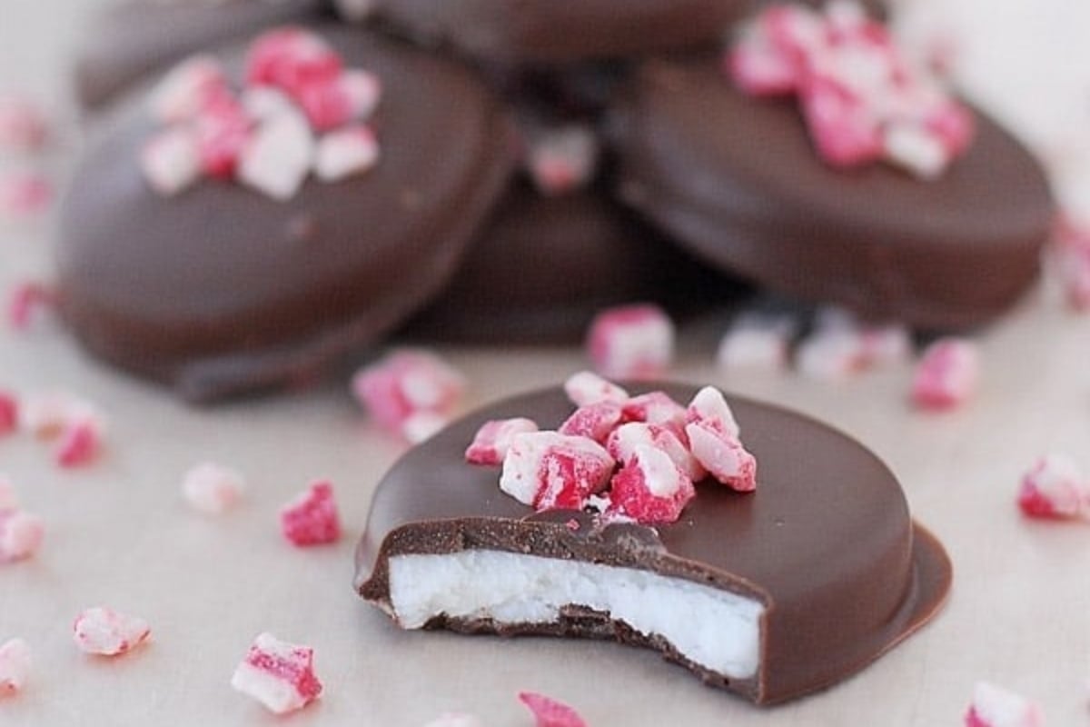 A stack of peppermint candies.