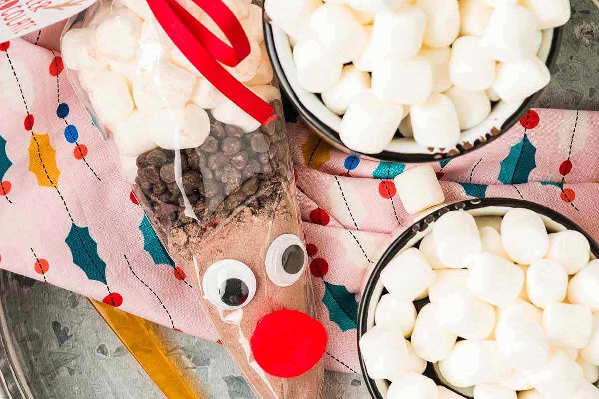 Treat yourself with adorable chocolate reindeer cones filled with delightful marshmallows.