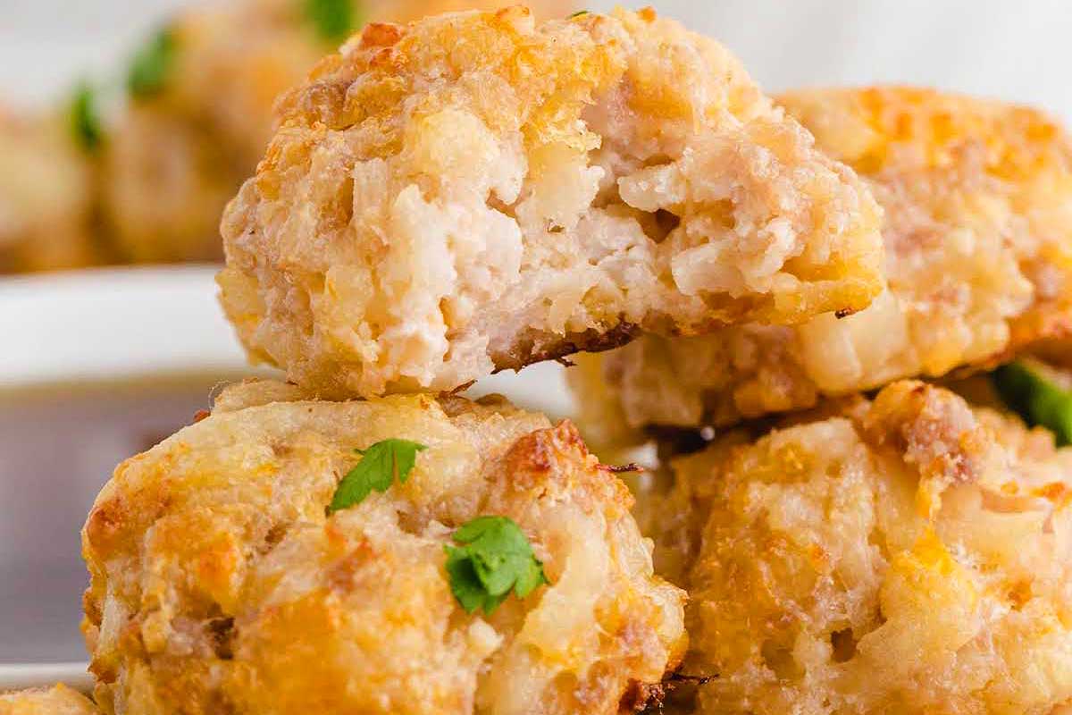A stack of meatballs on a plate, perfect for a festive New Year's Day Brunch.