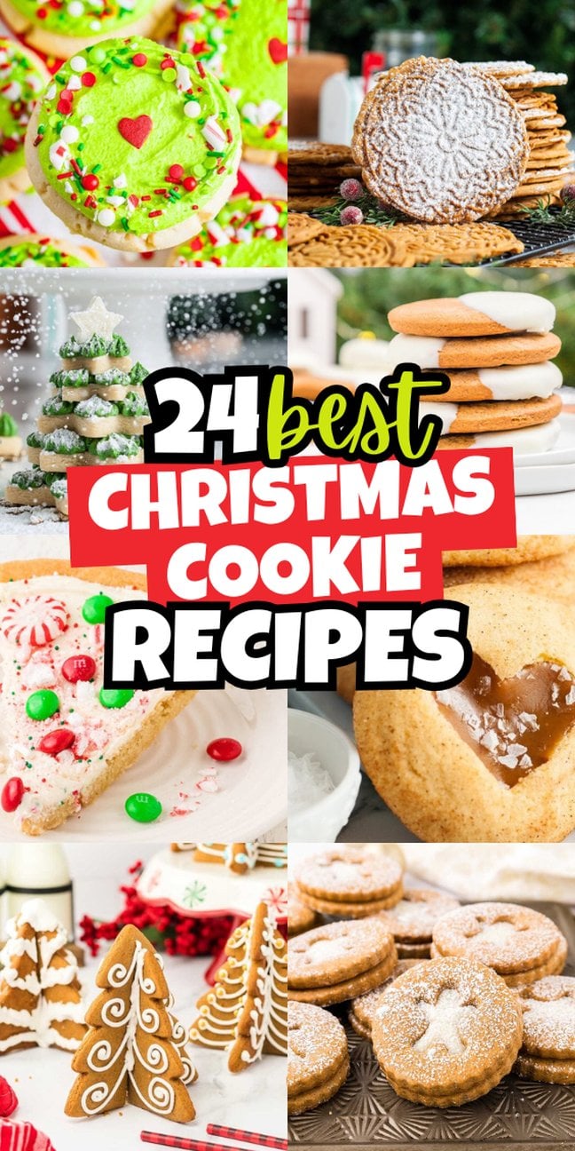 Collage of colorful Christmas cookies, showcasing the best Christmas cookie recipes for your holiday celebrations.