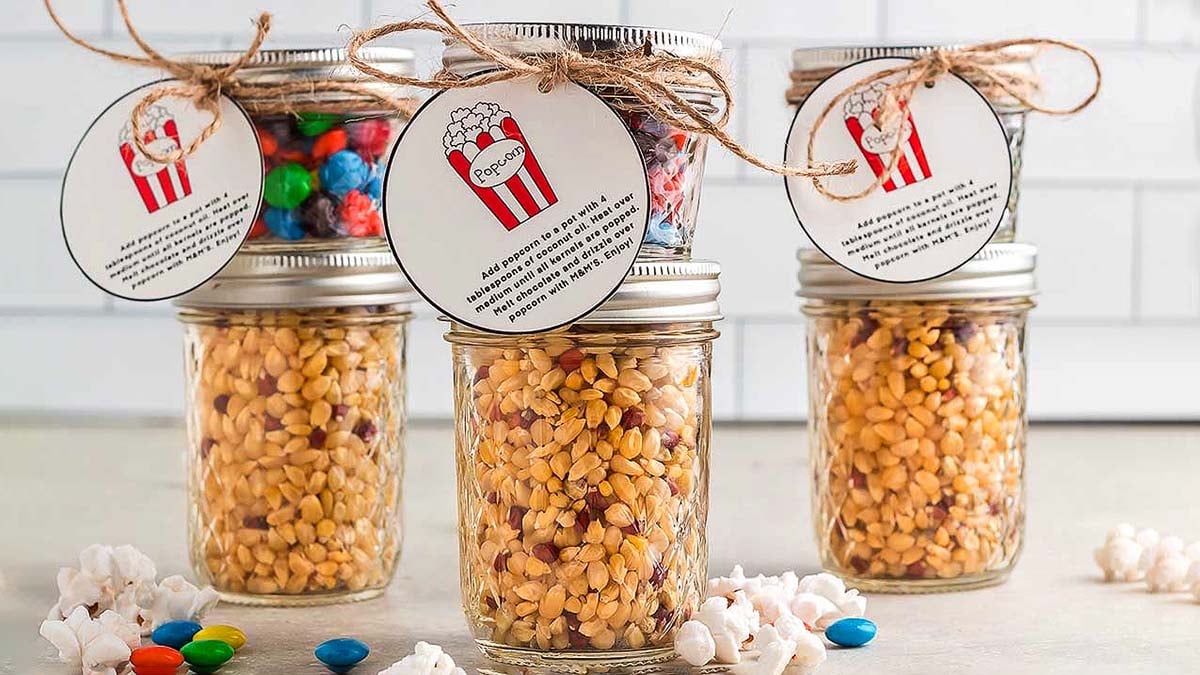 Chocolate M&M Popcorn DIY Gift Kit