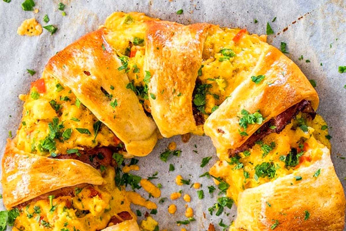 New Year's Day Brunch: Enjoy a delicious croissant topped with eggs and cheese
