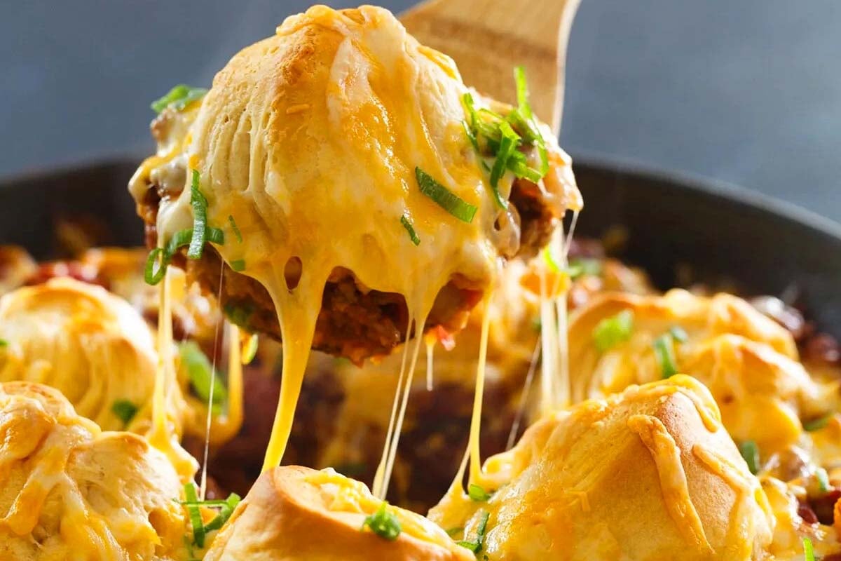 Frito Pie Chili Biscuit Skillet.
