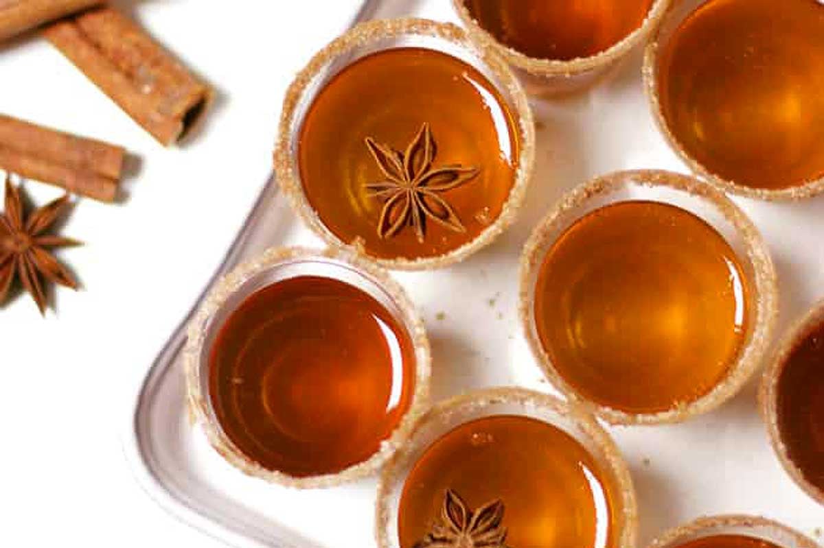 Jello shots arranged on a tray