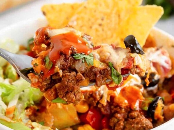 Beefy Veggie Taco Casserole.