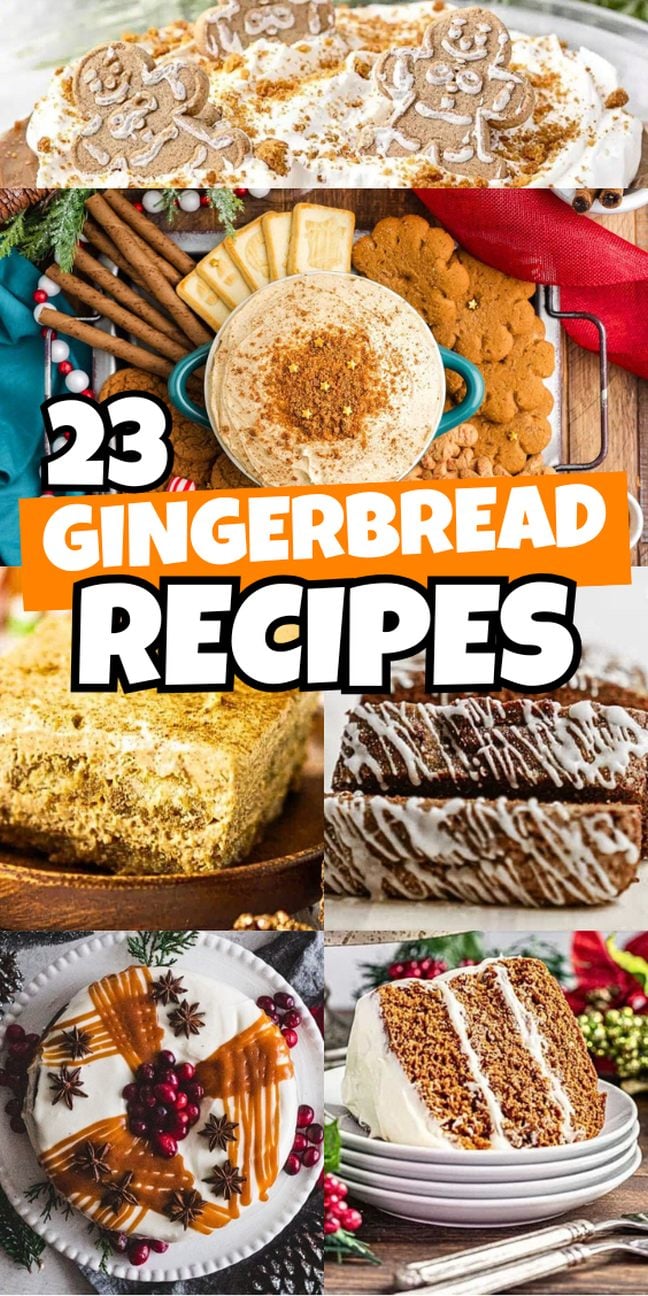 Collage of gingerbread desserts featuring a tempting variety of cakes and cookies for all your gingerbread recipes inspiration.