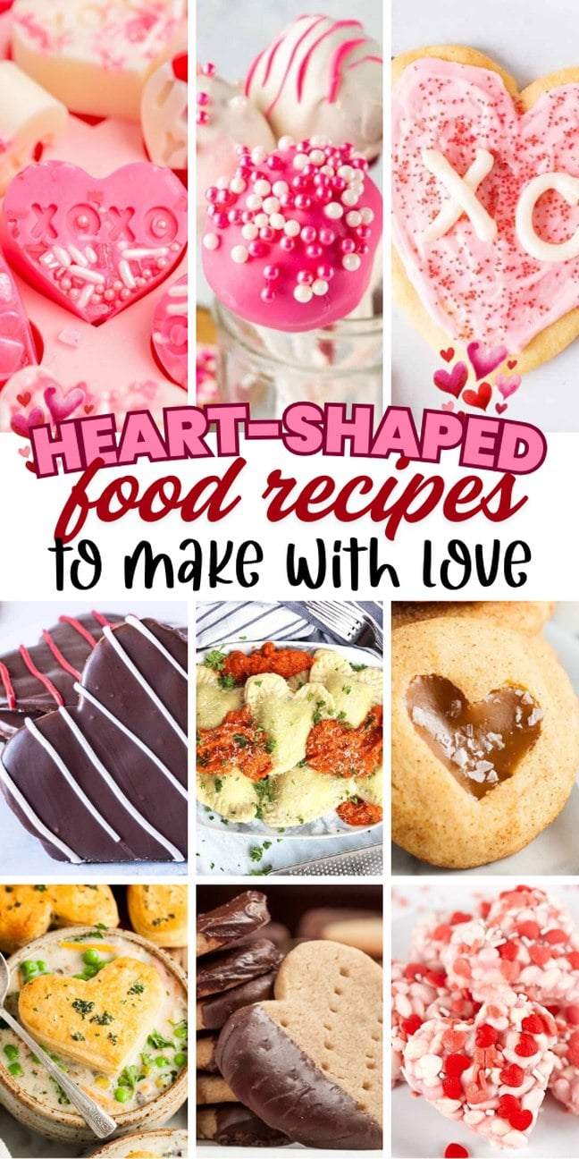 A collage of heart-shaped food and treats