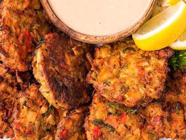 Crab Cakes with Garlic Lemon Chipotle Aioli.