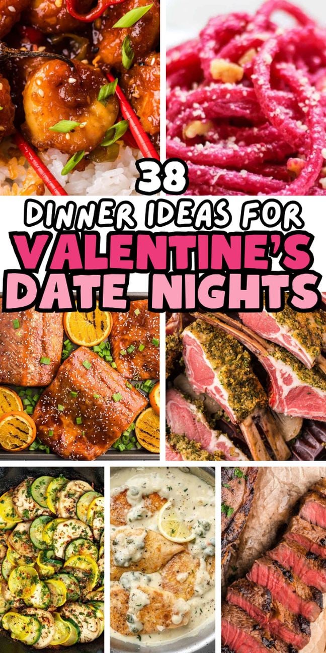 A collage of romantic dishes for your special celebration.