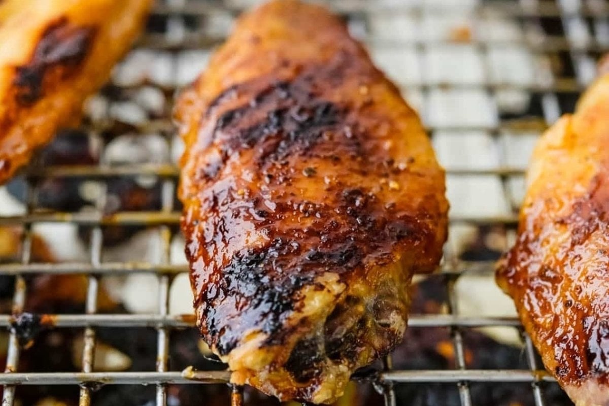 Girl's dinner: Chicken wings on a cooling rack.