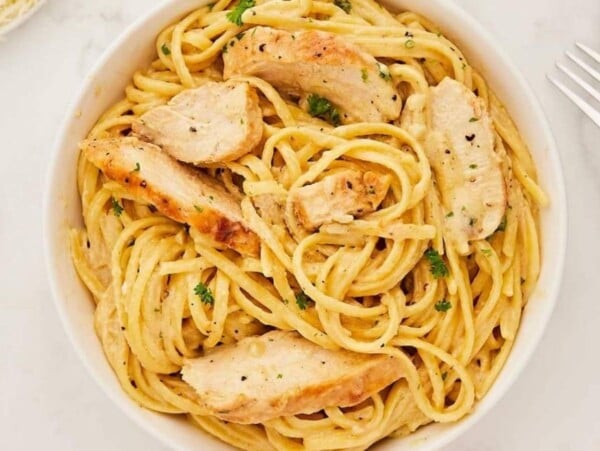Fettuccine Chicken Alfredo.
