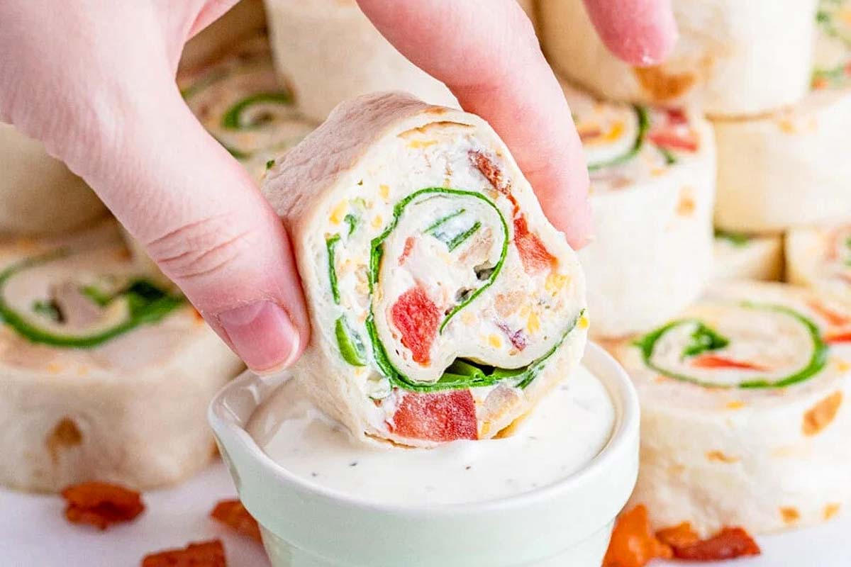 Cheesy Chicken Bacon Ranch Pinwheels. 