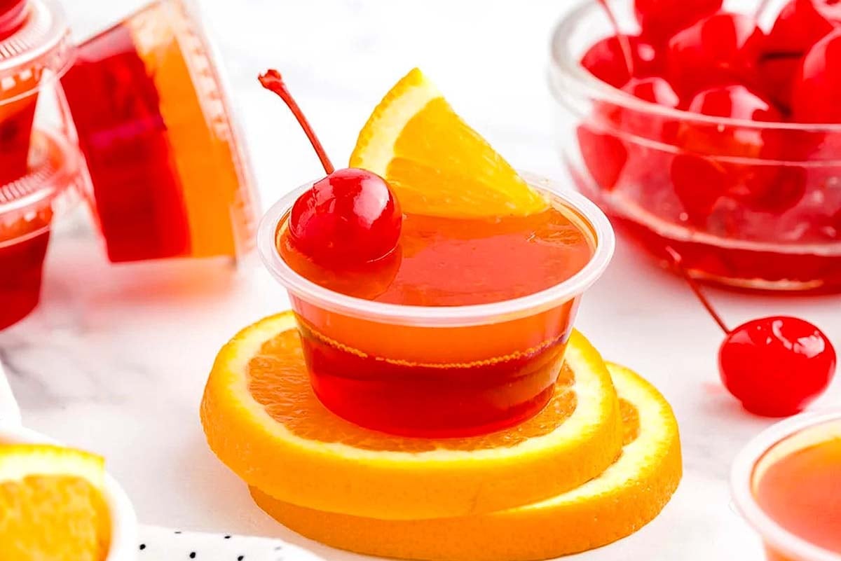 Tequila Sunrise Jello Shots.