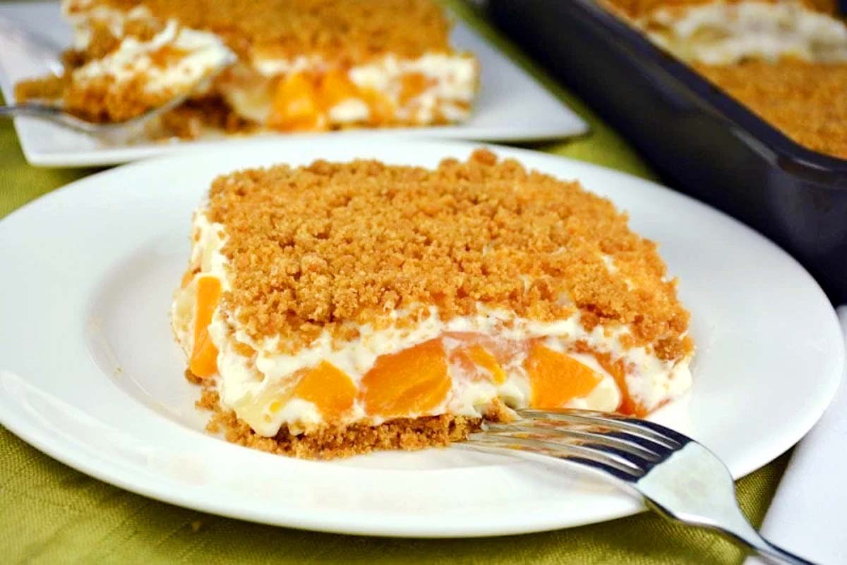 Easy Creamy Peach Squares.