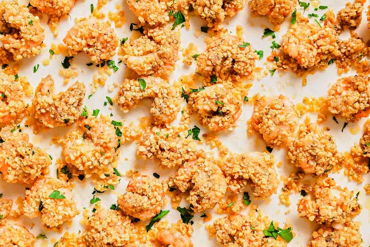 Easy Baked Popcorn Shrimp.