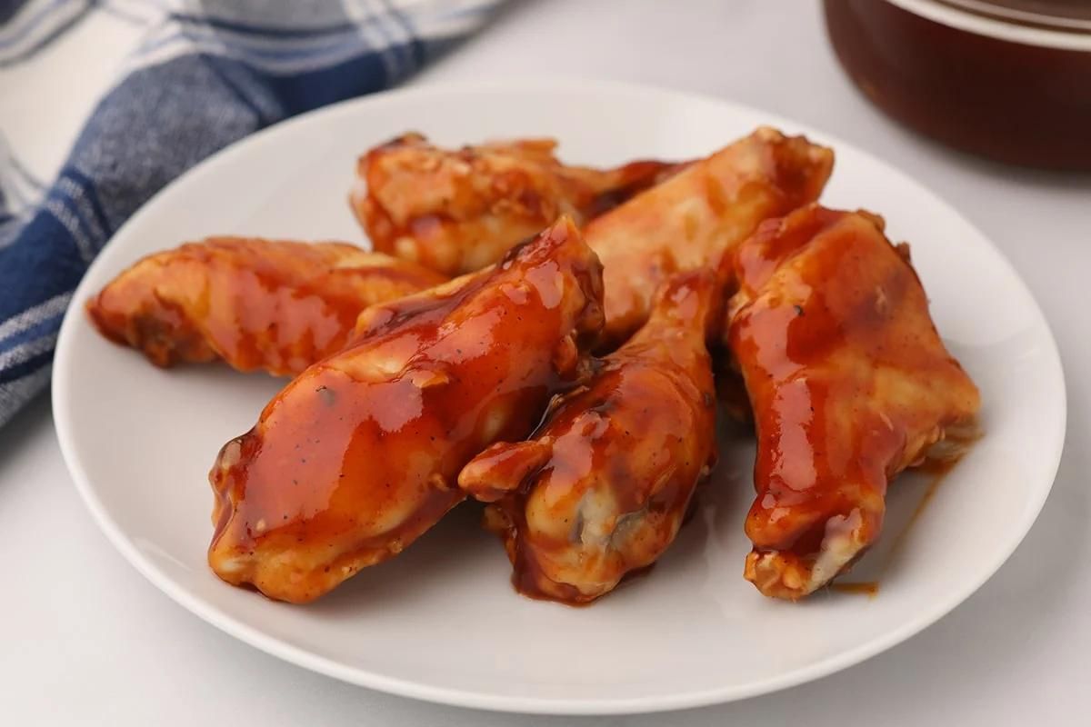 A plate of glazed wings.