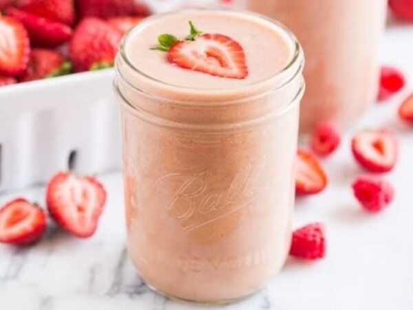 Peanut Butter and Jelly Protein Smoothie.