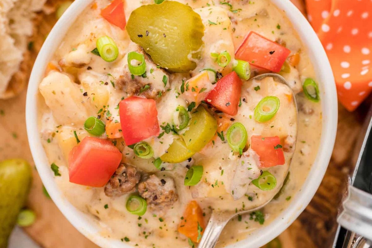 Slow Cooker Cheeseburger Soup from Taste of Home.