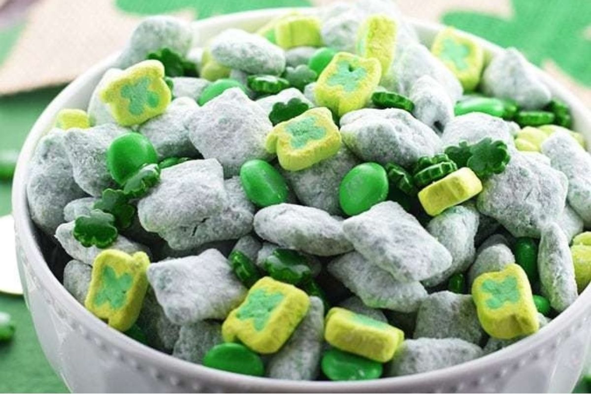 St. Patrick's Day treats in a bowl using recipes with Lucky Charms.