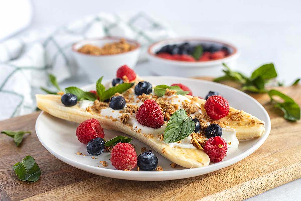 Banana Split With Berries.