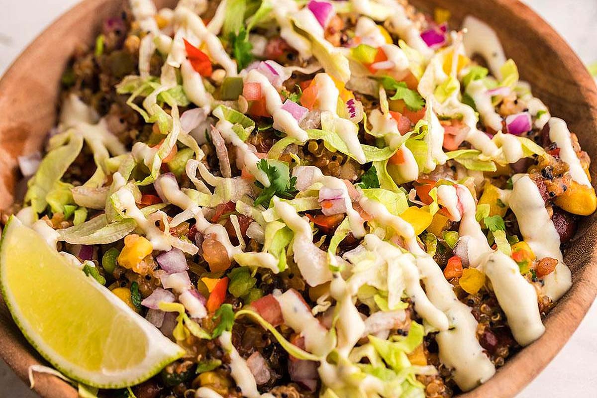 Slow Cooker Tex Mex Quinoa Taco Bowls.