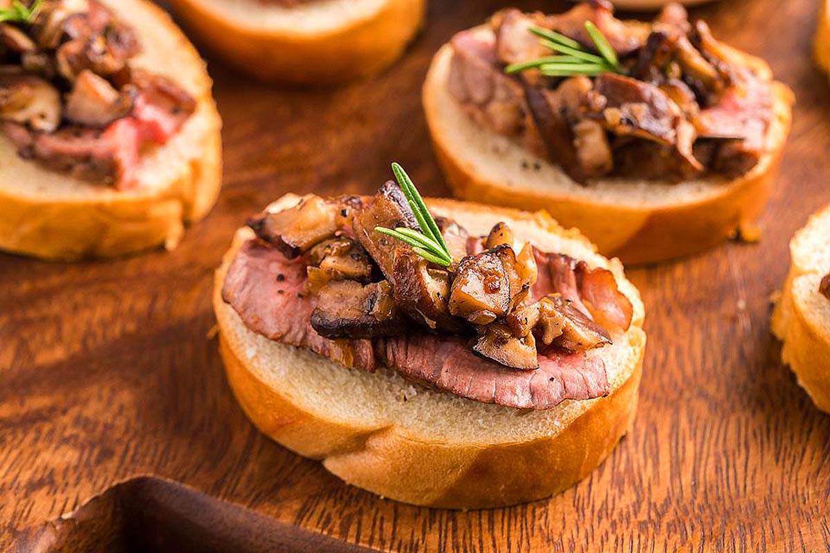 Steak and Shiitake Mushroom Bruschetta.