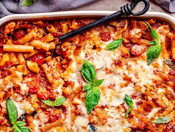 Four Cheese and Vegetable Baked Ziti.