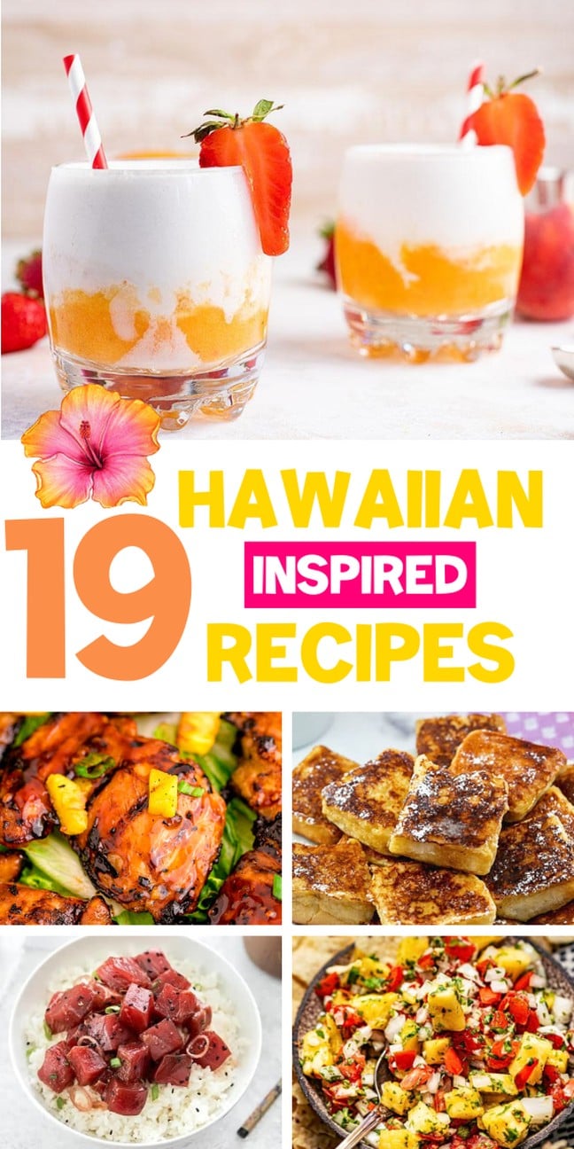 Selection of island-flavored dishes from cocktails and salads to grilled meats and desserts