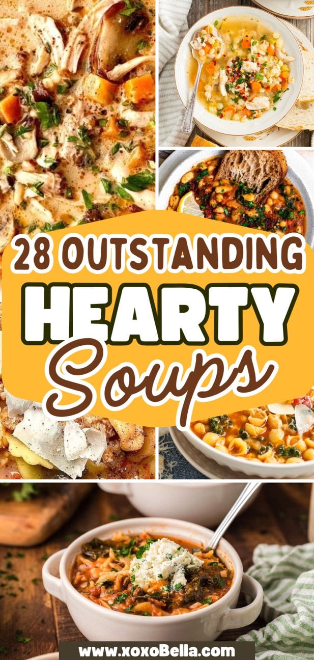 Collage of hearty soups in bowls - perfect inspiration for soup lovers craving delicious, comforting meals.