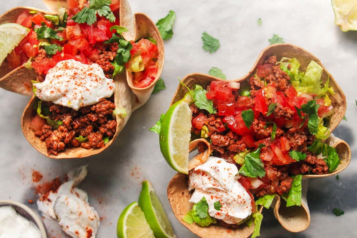 Loaded Beef Burrito Bowls.