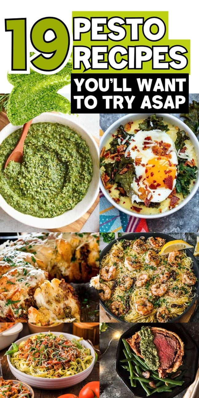 Pesto dishes, recipes using pesto as an ingredients