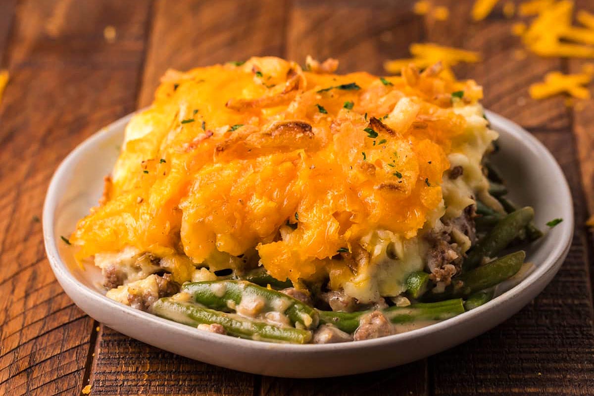 Hamburger Green Bean Casserole.