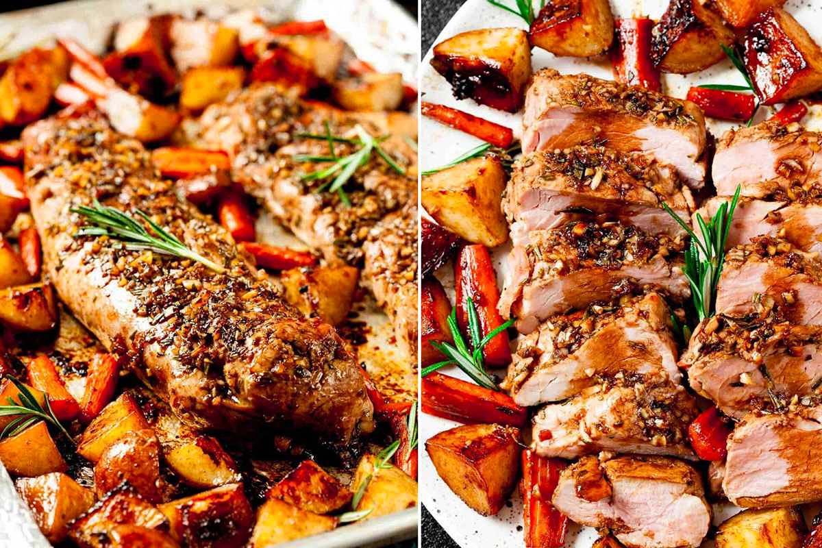 Sheet Pan Roast Pork Tenderloin with Potatoes.