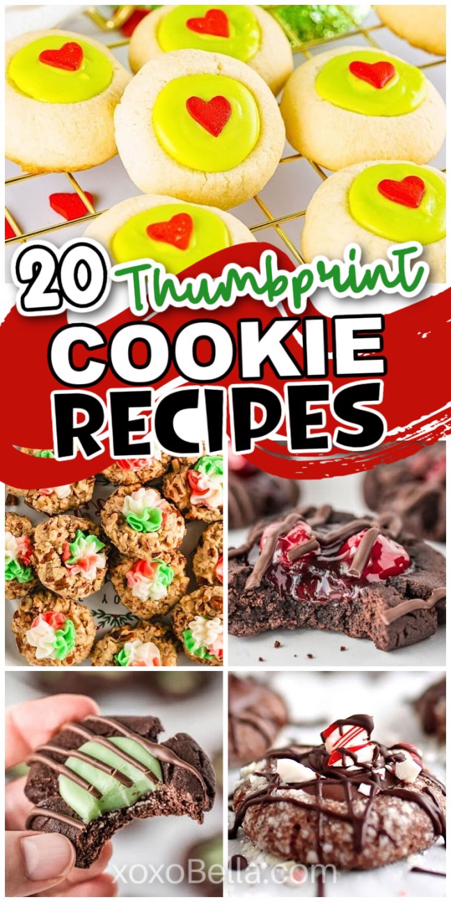 Collage of colorful thumbprint cookies, highlighting delicious and creative thumbprint cookie recipes.