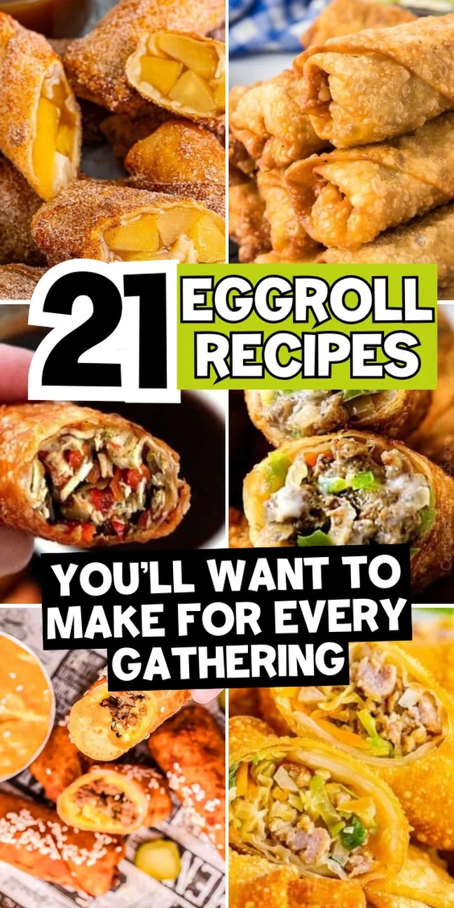 Various crispy, stuffed rolls showing savory, dessert and creative filling options