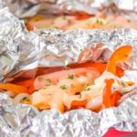 Philly cheesesteak meal cooked in aluminum foil.