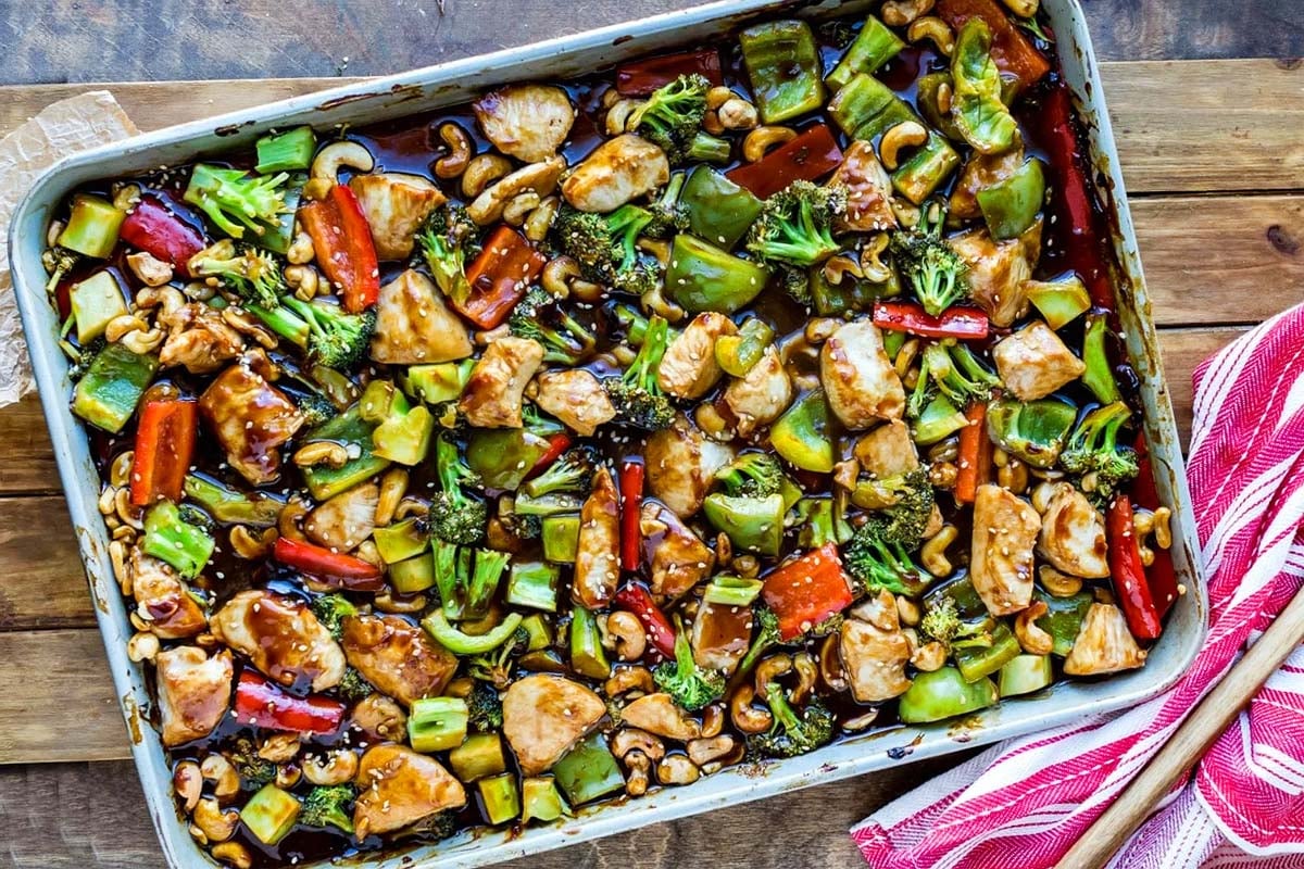 Sheet Pan Cashew Chicken.