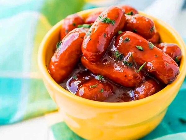 Peach Barbecue Little Smokies.