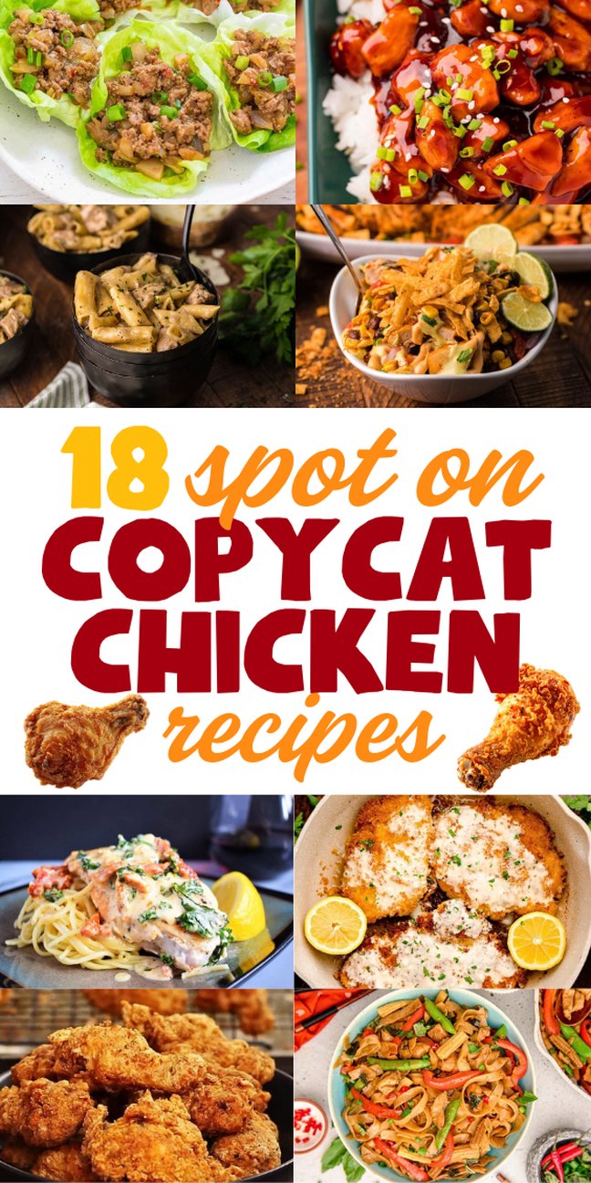 A collage of various chicken dishes to recreate your favorites at home.
