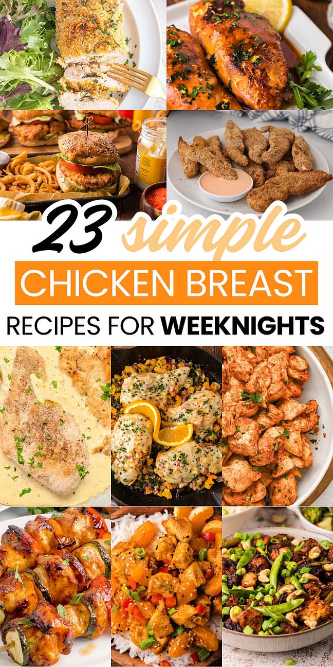 Collage of various Chicken Breast recipes for weeknights.