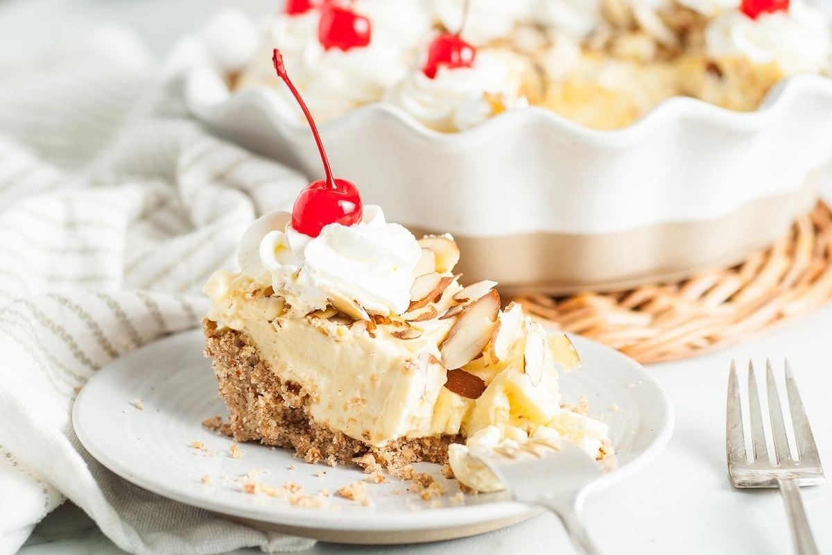 Amaretto Cream Pie with Almond Crust.