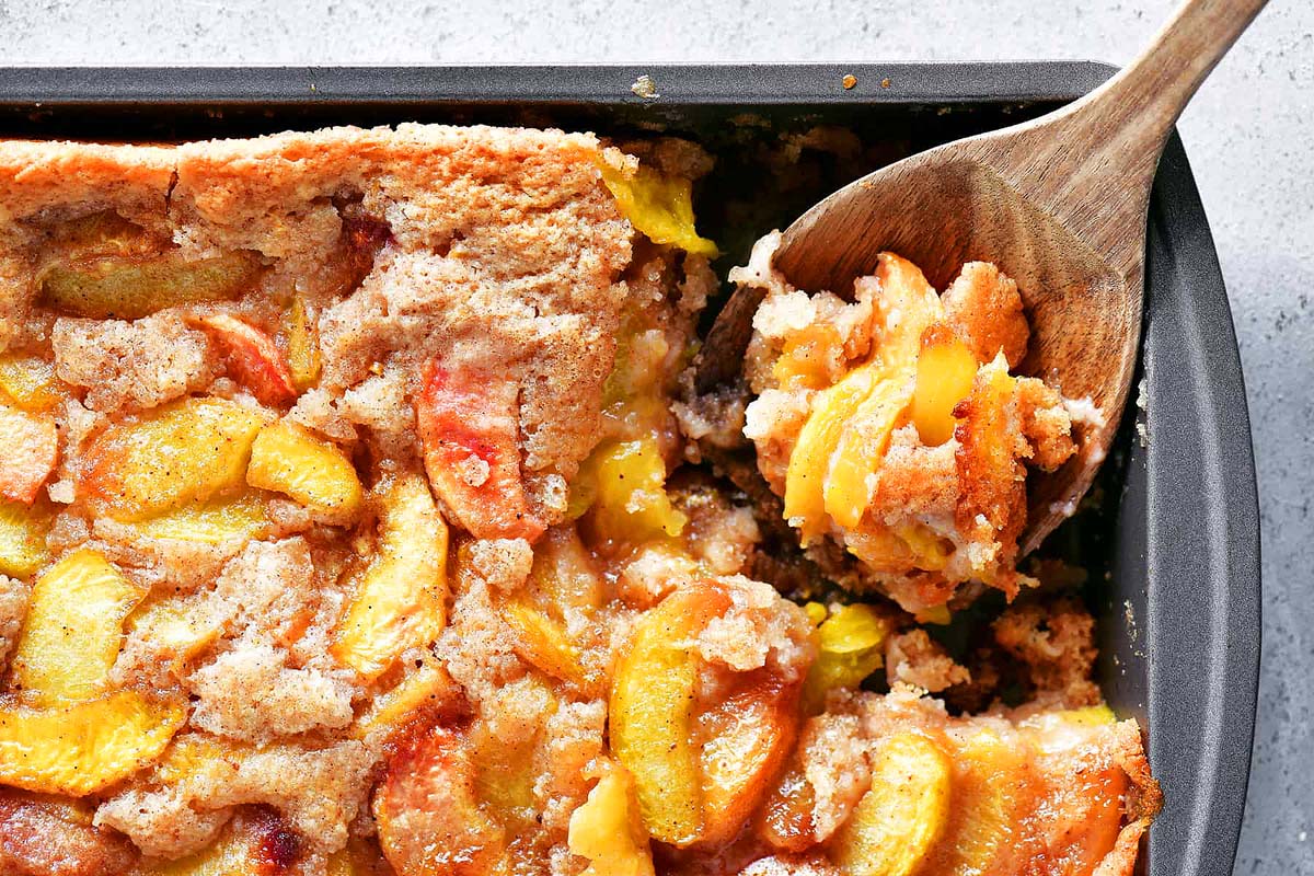 Bisquick Peach Cobbler.