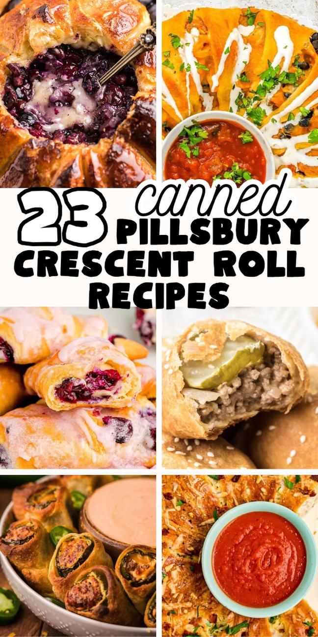 Various crescent roll creations from sweet to savory, filled or rolled