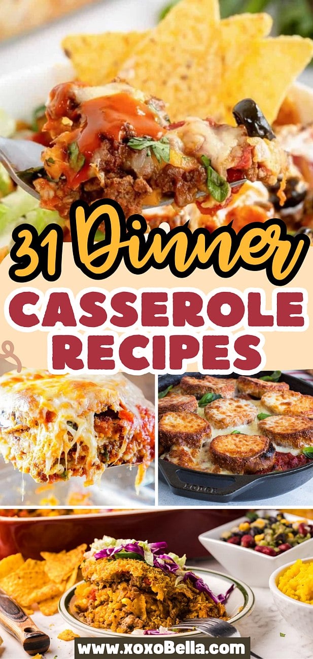 Collage of various colorful casseroles, featuring delicious casserole recipes for every taste.