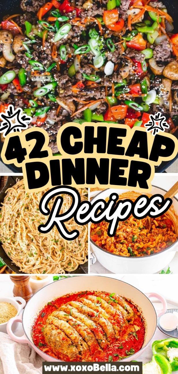 Collage of colorful dinner dishes