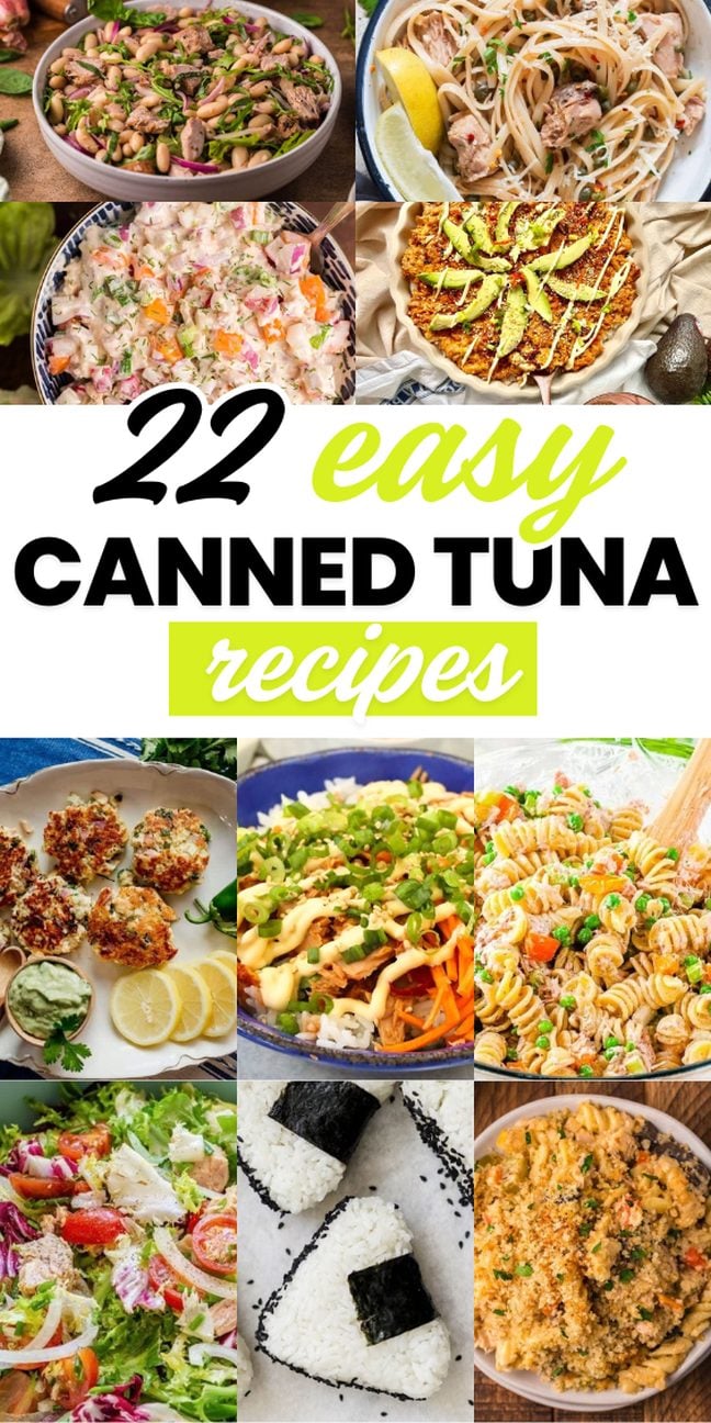 A collage of various dishes using canned tuna
